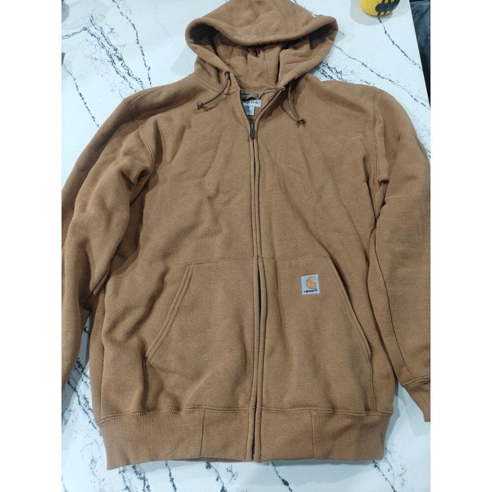 Vintage Carhartt K185 Full Zip Hoodie Sweatshirt Mens MEDIUM Brown Workwear VGUC